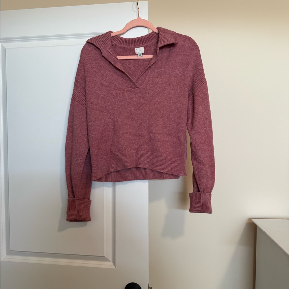 Pink V-Neck Sweater with Relaxed Fit